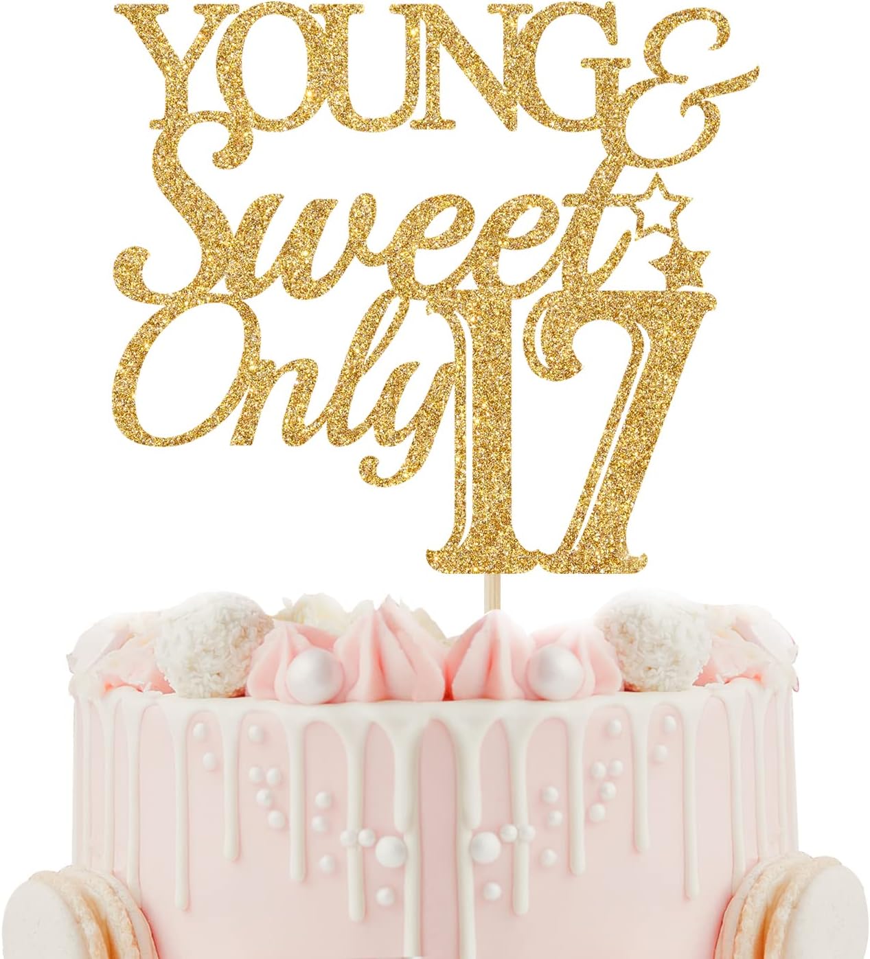 Amazon.com: Young & Sweet Only 17 Cake Topper - Happy 17th Birthday ...