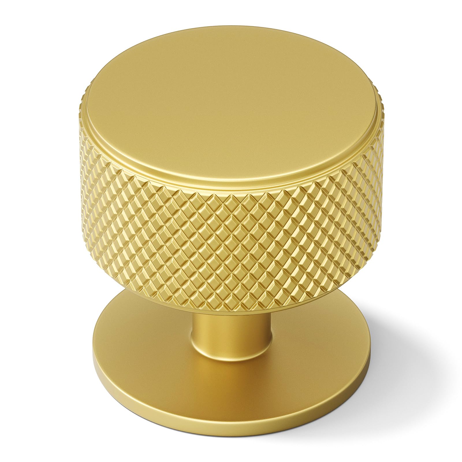Goldenwarm 30 Pack Gold Drawer Knobs, Knurled Round Gold Knobs, Aluminum Alloy Single Hole Kitchen Handles