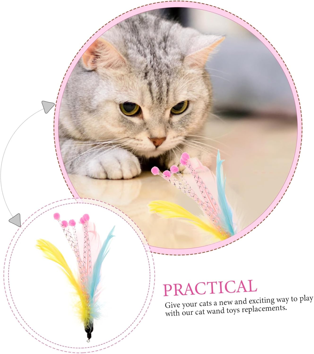 40pcs Cat Teaser Toys for Indoor Cats Interactive Play Agility Coordination Encourages Active Behavior for Bonding