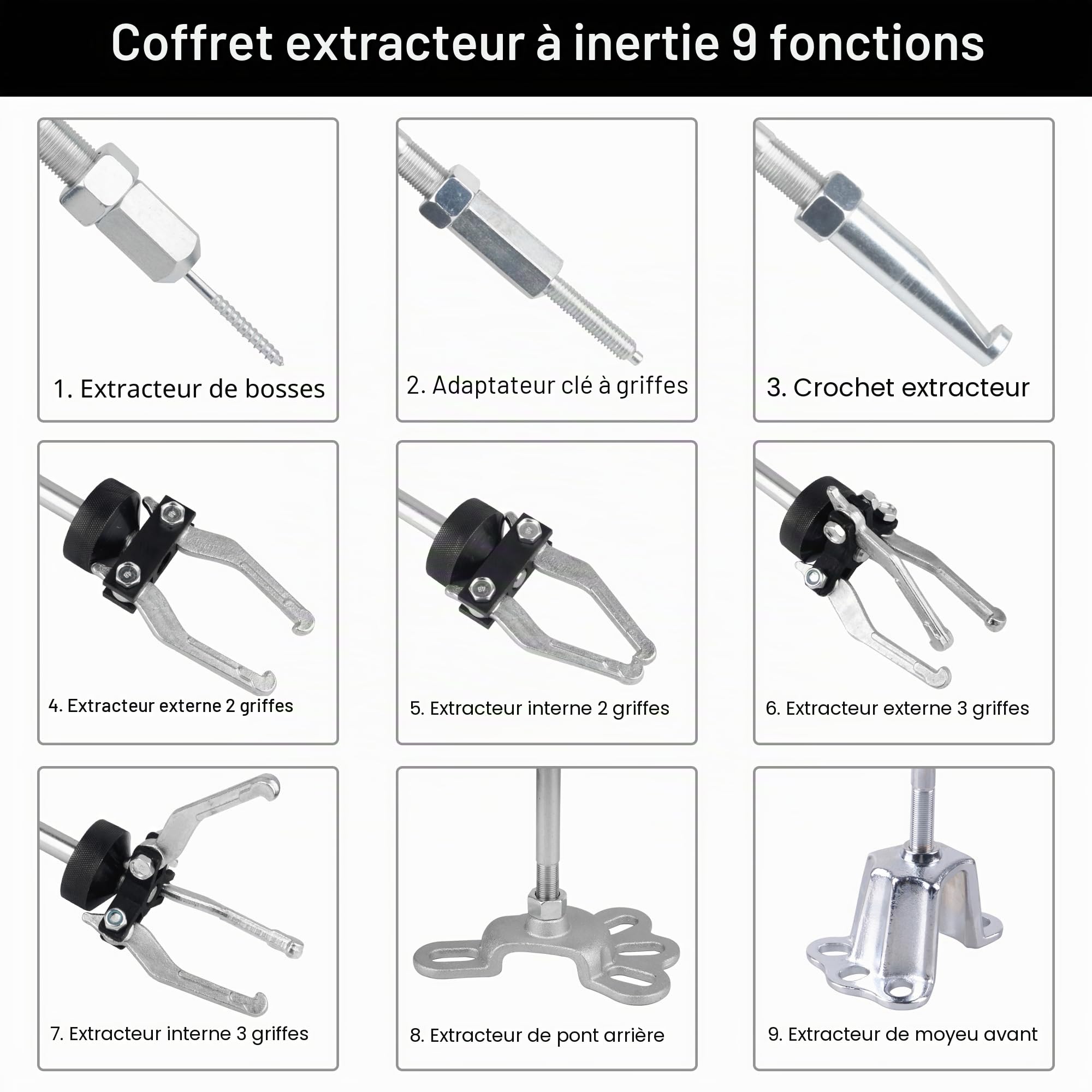 DAYUAN Extracteur de moyeu de roue Kit d'extraction de roue avec marteau de glissement