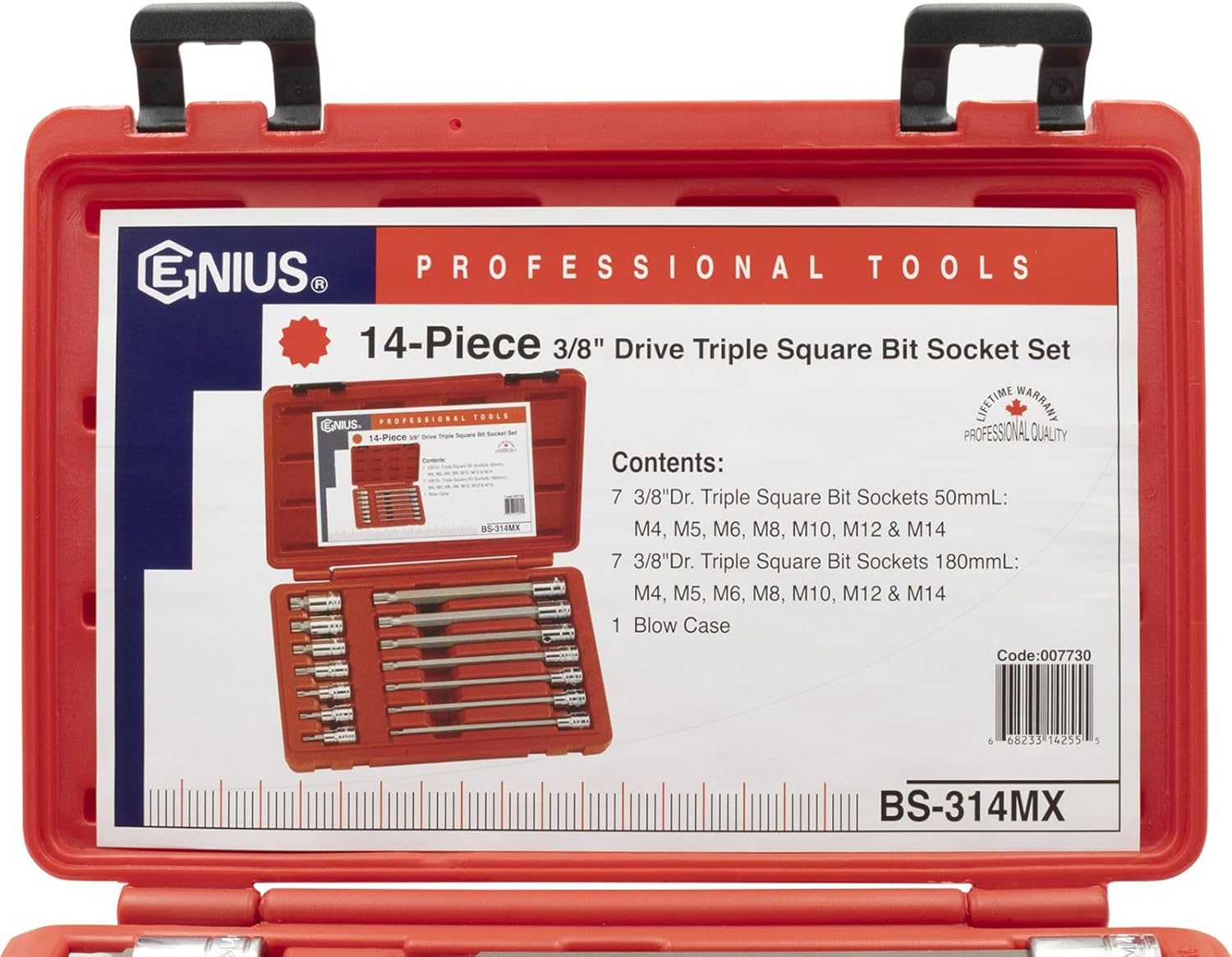 Genius Tools 14 Piece 3/8" Dr. Triple Square Bit Socket Set BS-314MX