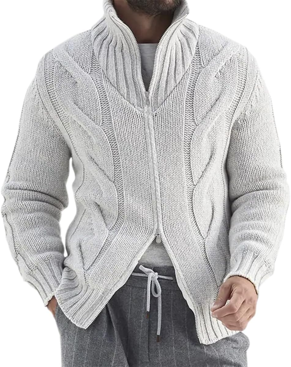 Mens Turtleneck Cardigan Sweater Regular Fit Casual Trinidad and