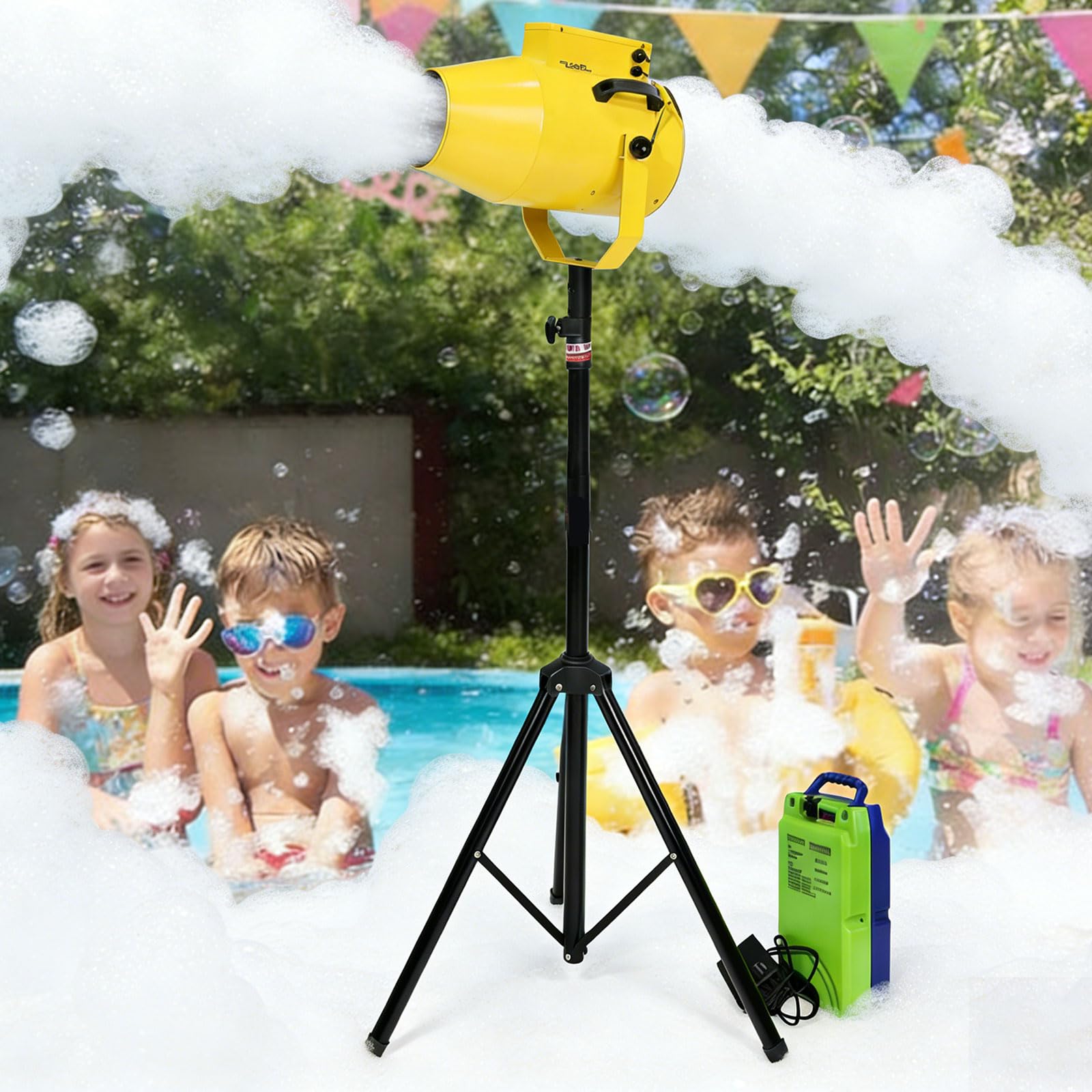 Eiwitany Foam Machine for Large Events - Adjustable Angle Foam Blaster, 6-10M Jet Distance, Ideal for Parties, Pools, Birthdays, 80㎡ Coverage (yellow)