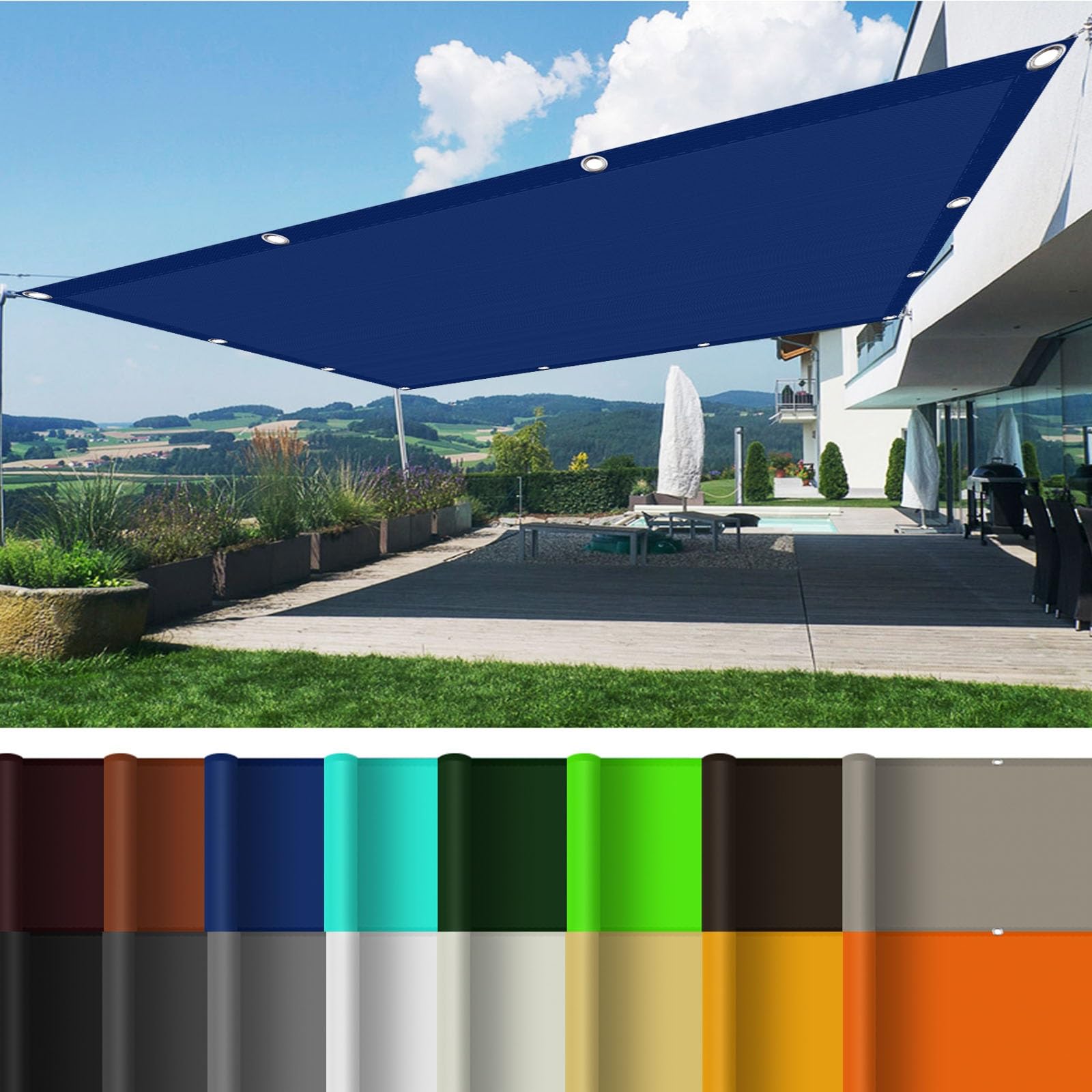 Voile d'ombrage rectangulaire imperméable 5x5,5m bleu ciel pour votre terrasse