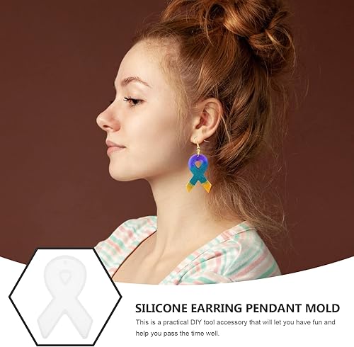 Miniatura 7 de 6 pares de moldes de resina para pendientes, moldes de resina epoxi de fundición, molde de cinta de amor, moldes de silicona con