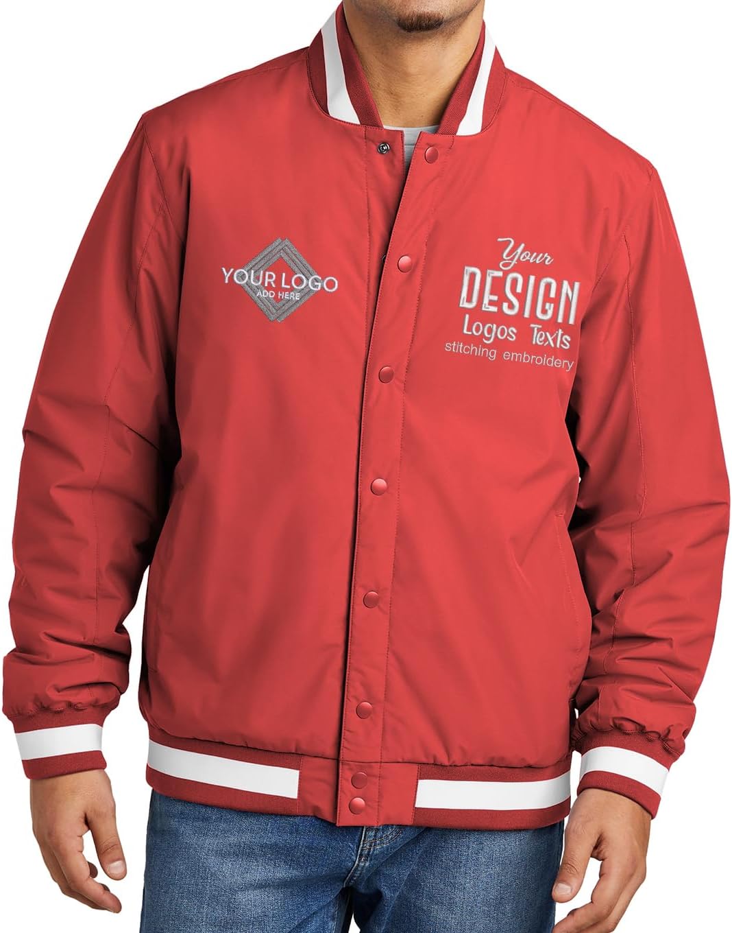 INK STITCH Unisex Jst58 Custom Embroidery Add Logo Texts Personalized Insulated Varsity Jackets