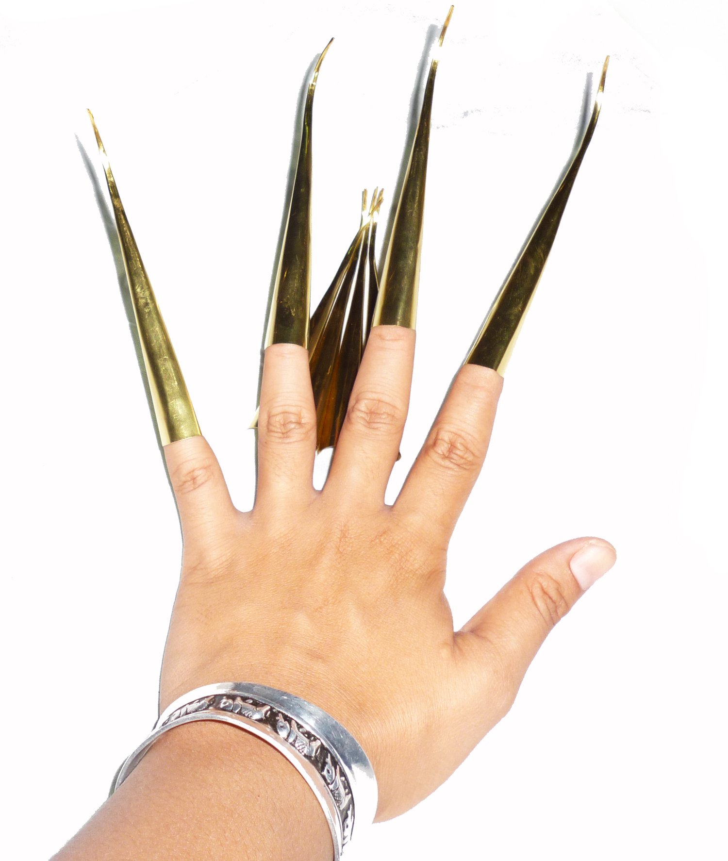 New Brass Finger Claw Nails Gold Gaga Thai Belly Dancing Outfit 8 Pcs./set