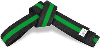 MACS Martial Arts 1.75" Wide Karate/Taekwondo Double Wrap Black Belts with Color Stripe