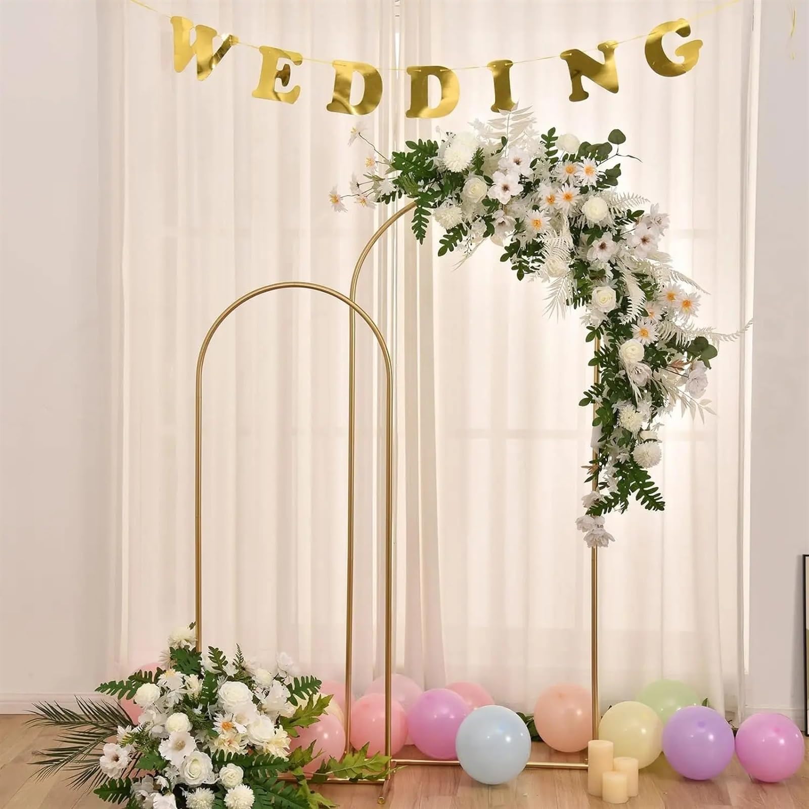 Łuk ślubny, tło, wsparcie, łuk balonowy, stojak metalowy, na przyjęcia urodzinowe, ceremonię, dekoracja, tło fotograficzne, wydarzenie, dekoracja (2,1 m)