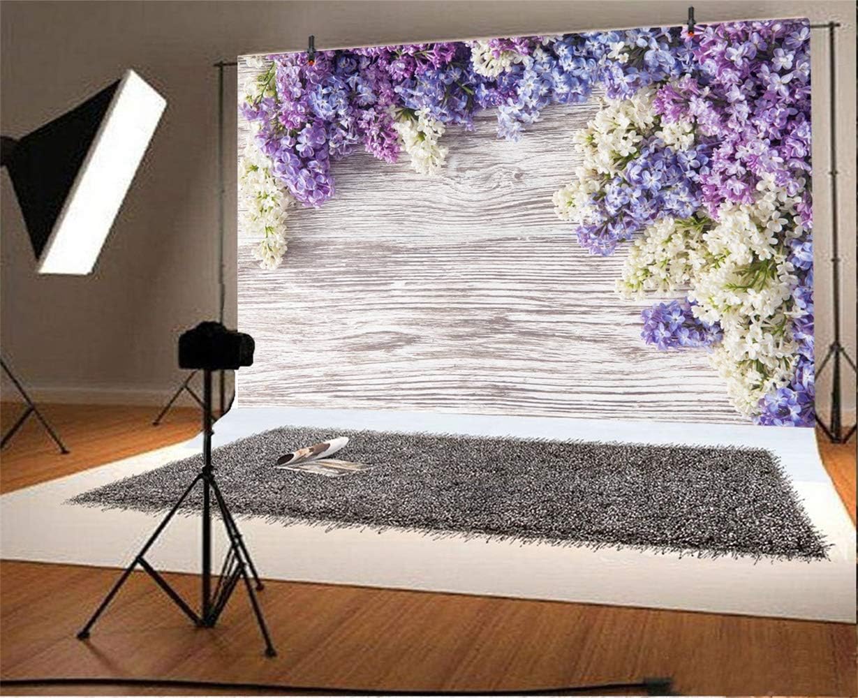 Gеt Pорulаr оƒƒеr Laeacco Adorable Purple White Flowers Rustic Wood Texture Plank Backdrop 8x6.5ft Vinyl Valentine's Day Photography Background Lovers Portrait Bridal Shower Bride Child Girl Adult Shoot Wallpaper Decor