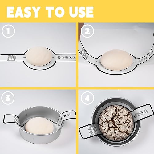 Miniatura 7 de INNOVKITCHEN 2 eslingas de silicona para pan, alfombrilla de silicona antiadherente para hornear pan de masa madre, asas largas reutilizables de