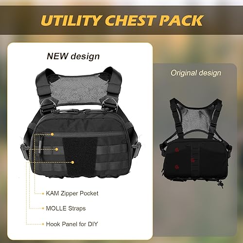 Miniatura 5 de Bolsa de pecho para hombre, mochila táctica para el pecho Molle con funda oculta para pistola