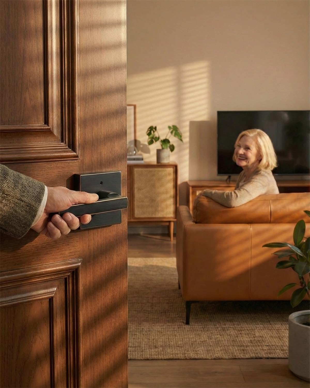Goldenwarm Oil Rubbed Bronze Door Handles Interior, Privacy Bronze Interior Door Handles, Square Door Lever Interior for Bedroom Bathroom (6 Pack)