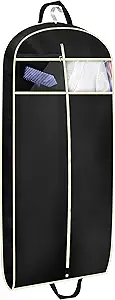 43" Gusseted Travel Garment Bag with Accessories Zipper Pocket Breathable Suit Garment Cover for Shirts Dresses Coats, Black