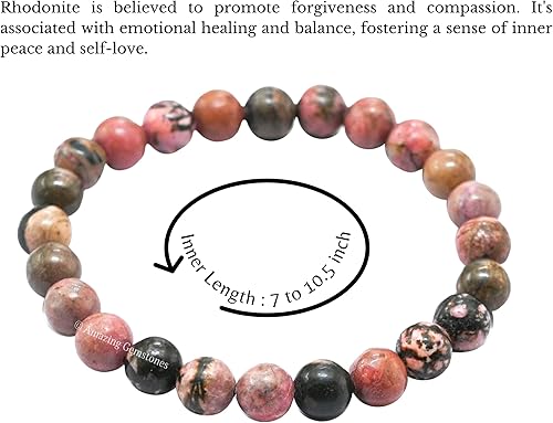 Vista 589 de Amazing Gemstone Crystal Bracelet for Women Men's Gifts - Protection Healing Crystal Bracelet - 8mm Gemstone Beaded Stretchable Bracelet Pulseras