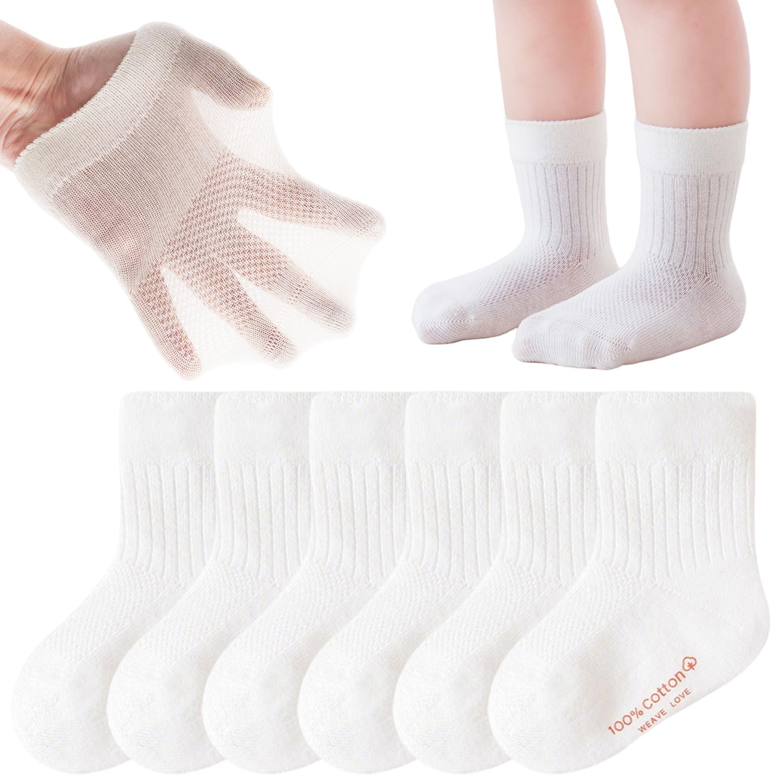 Calcetines de Algodón transpirables 6 pares Bebés Calcetines de verano Niñas Niños