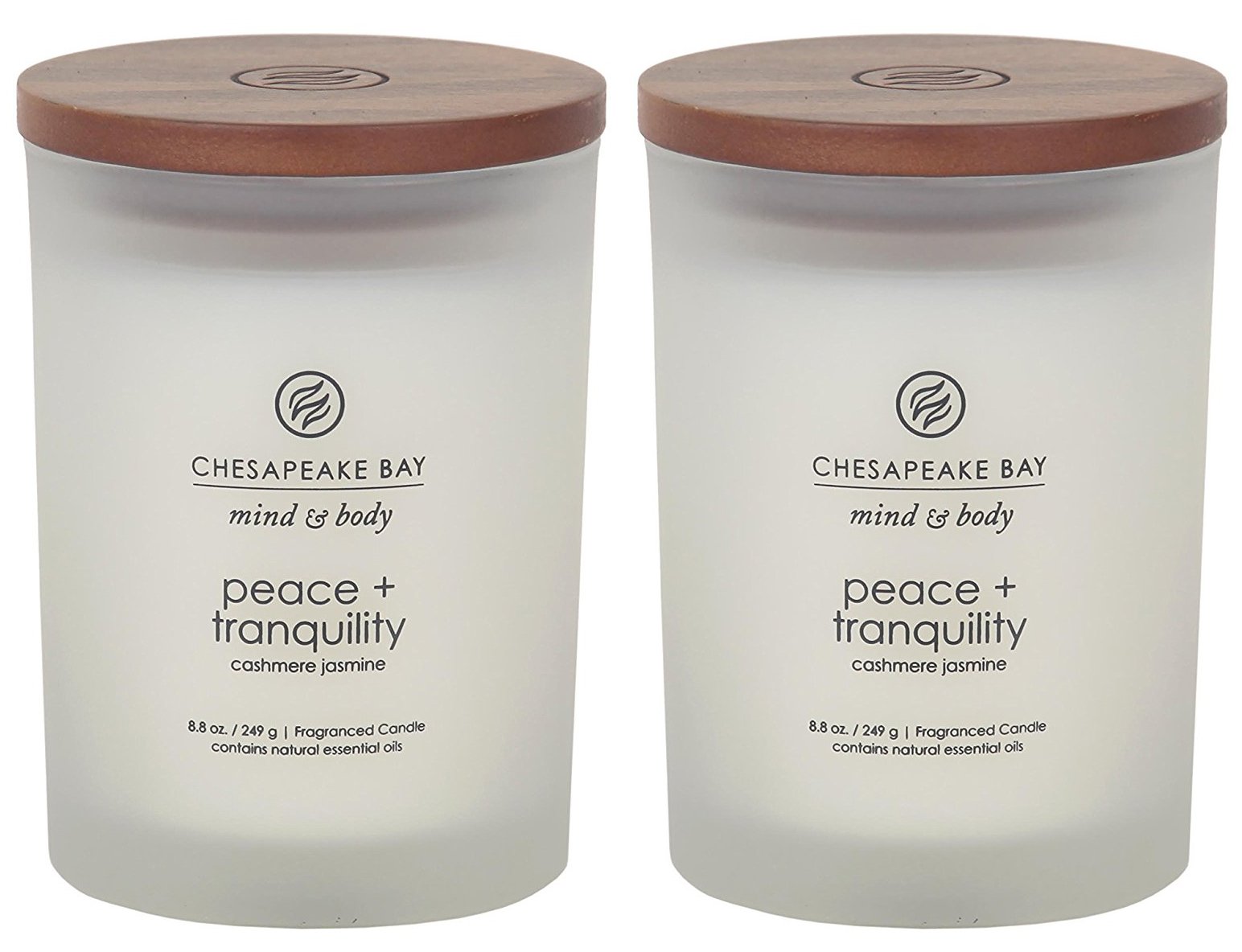 Chesapeake Bay Candle Peace + Tranquility (Cashmere Jasmine) Scented Candles, Medium Size, 2-Pack, Perfect for Home Décor, Relaxation, and Gifting