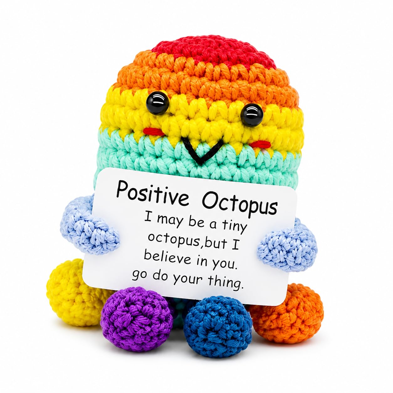 ALLGAYER Positive Octopus Crochet,Knitted Rainbow Emotional Support Gift