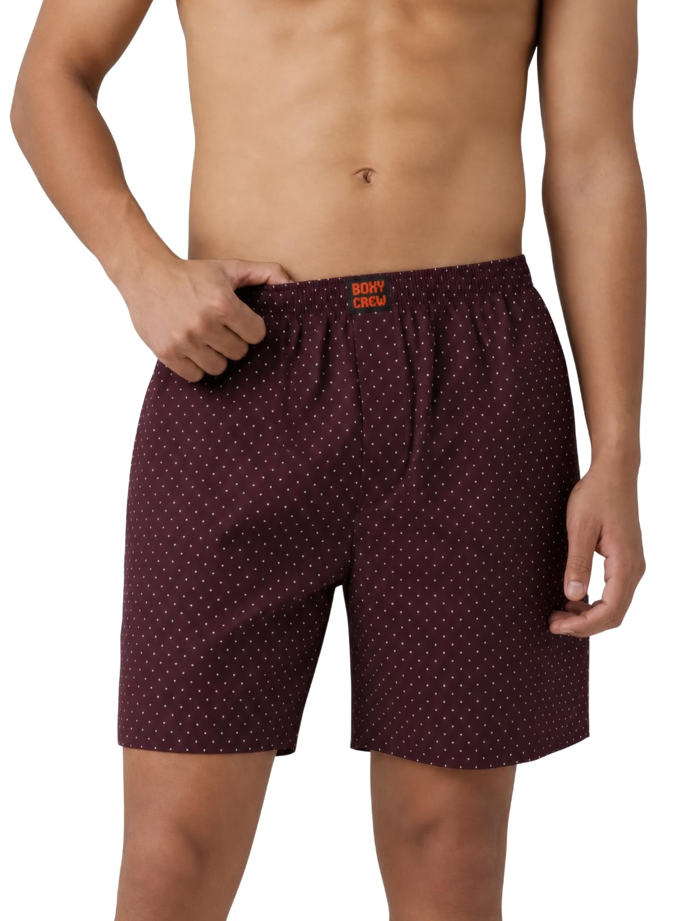 Men's Printed 100% Cotton Boxer Shorts | No-Mark Soft Elastic Waistband | Regular Comfort Fit with Dual Side Pockets & Button Fly | Maroon-picture-15