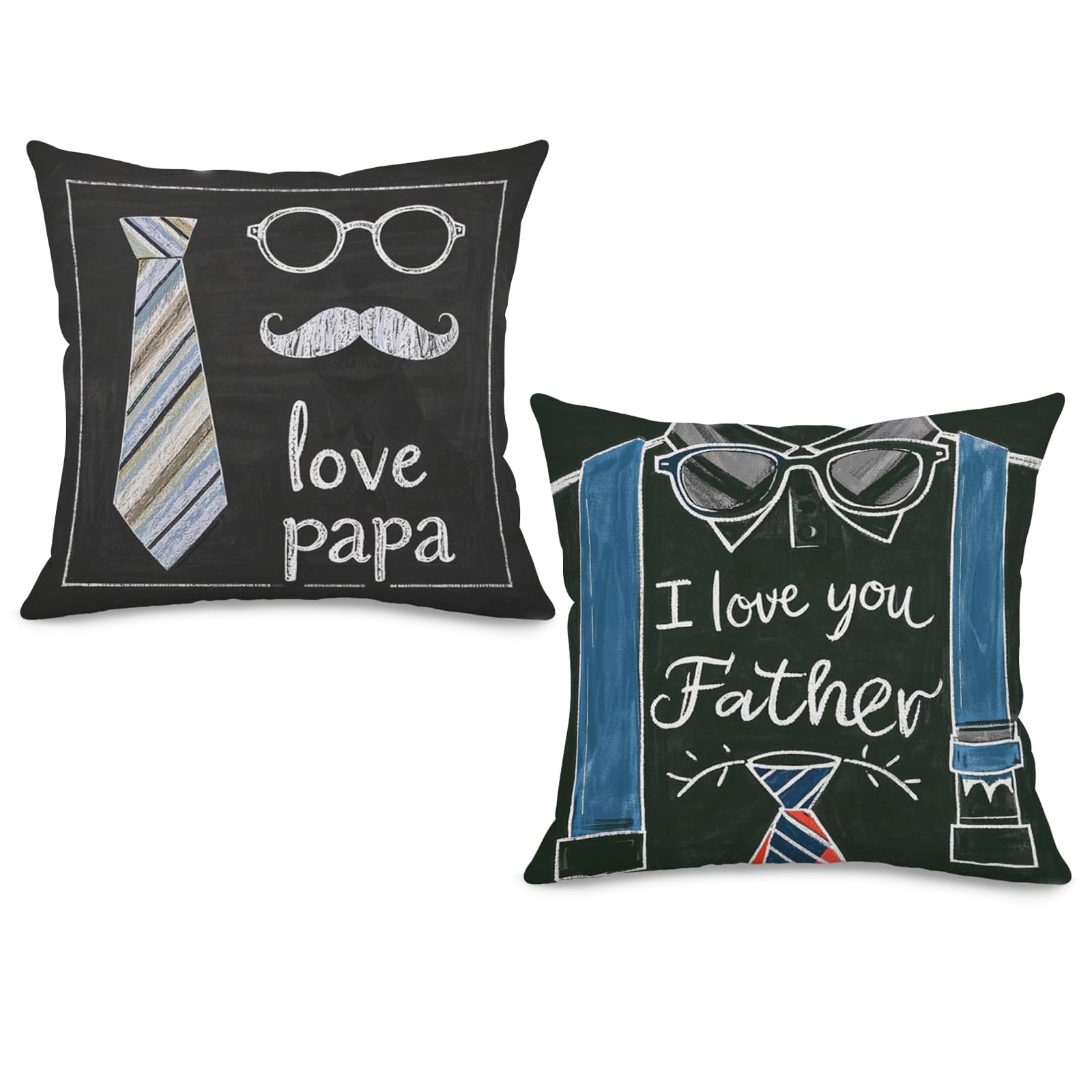 UZFNY Father’s Day Throw Pillow Covers Set of 2 Double-Sided Linen Cushion Covers, 18x18 Inch, Home Decor for Dad, Sofa, Couch, Bedroom, Living Room,