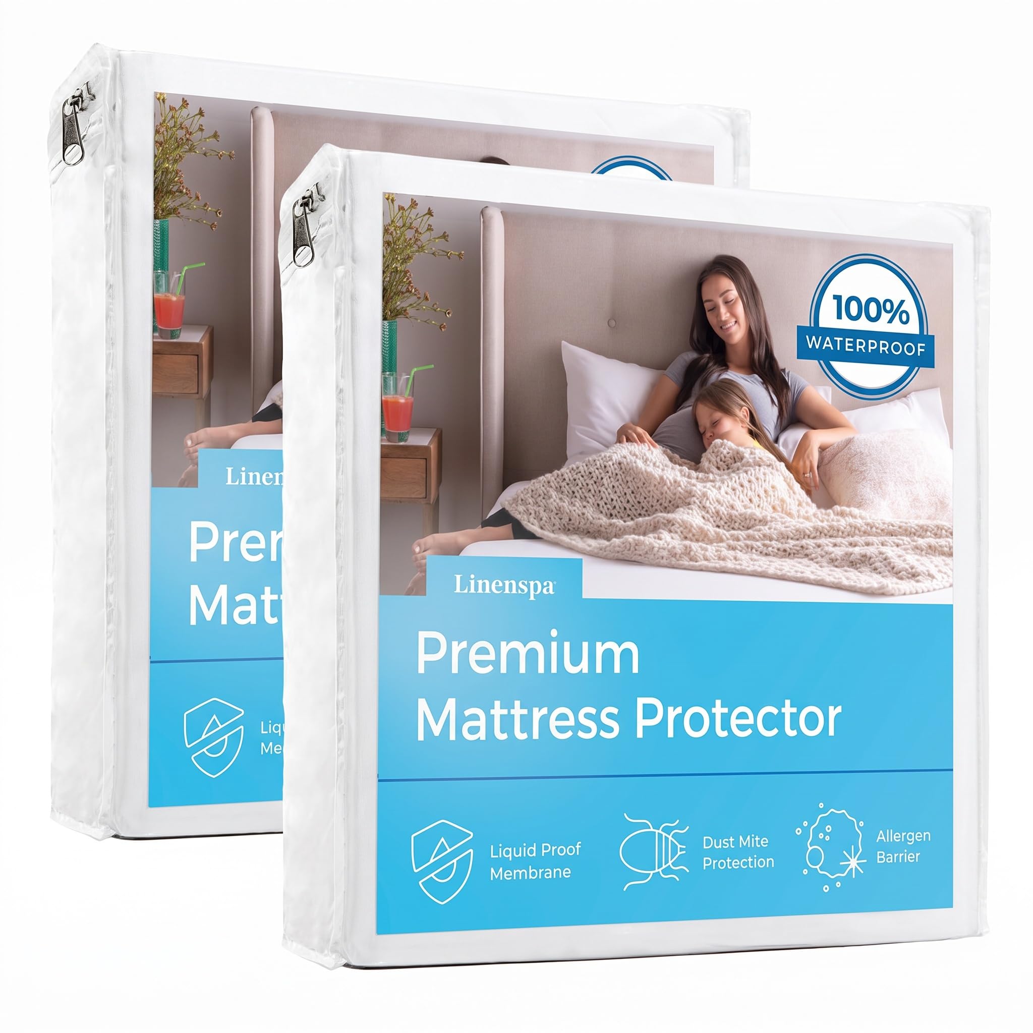 Linenspa Waterproof Mattress Protector — 2-Pack, Queen