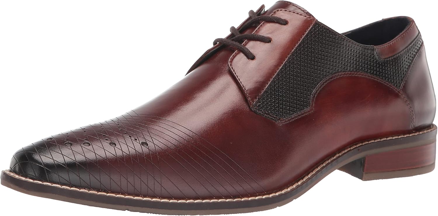 Stacy Adams Men's JOVIAN Burnished Leather Oxford, Cognac, 14