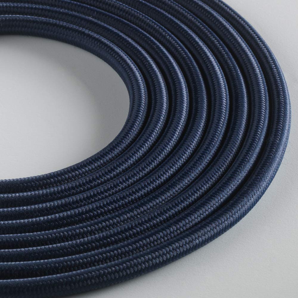 Klartext - Light Round Textile Cable for Lighting 3 x 0.75 mm, Night Blue, 3 m. Maximum Anti-Shock Safety!