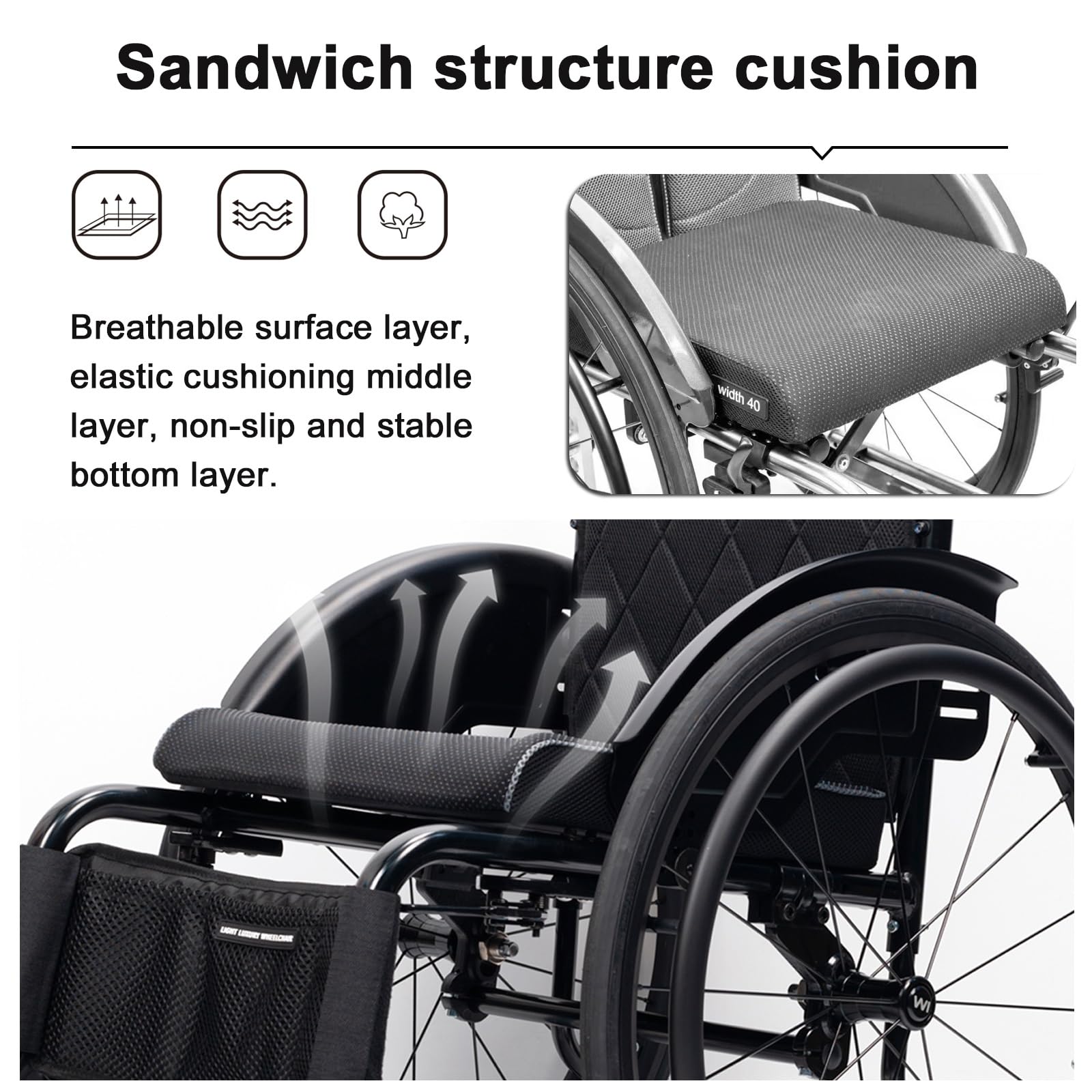 Wózki inwalidzkie dla dorosłych, nośność 100 kg, nieskładane, stop aluminium, wyposażone w podnóżki, siedzisko i tylne koła 24" (szerokość siedziska: 38 cm)