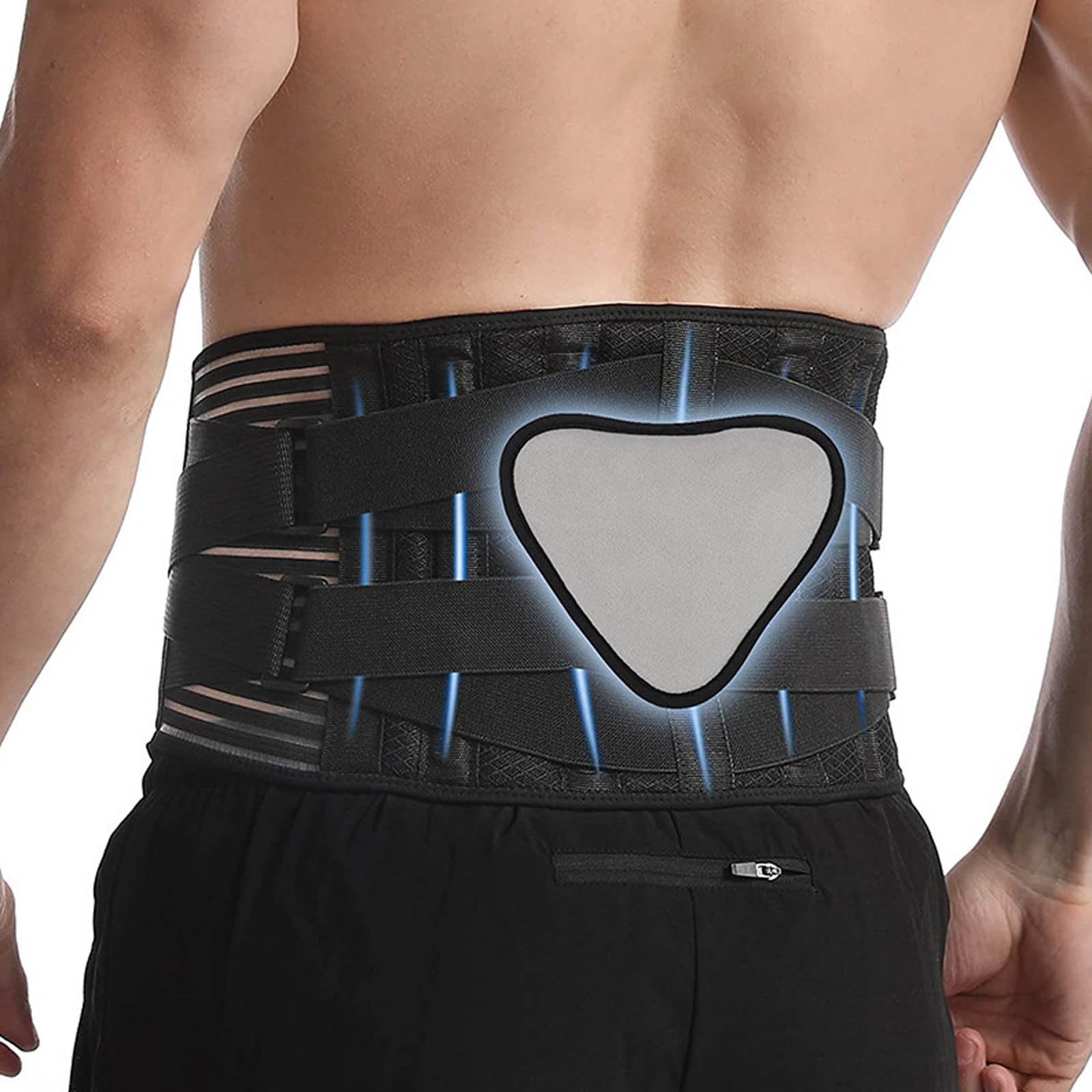 Faja Lumbar, Cinturón de Soporte Transpirable for Espalda, 6 Unidades, for aliviar el Dolor Lumbar, for Hombres y Mujeres, con descompresión Columna, XL(M)