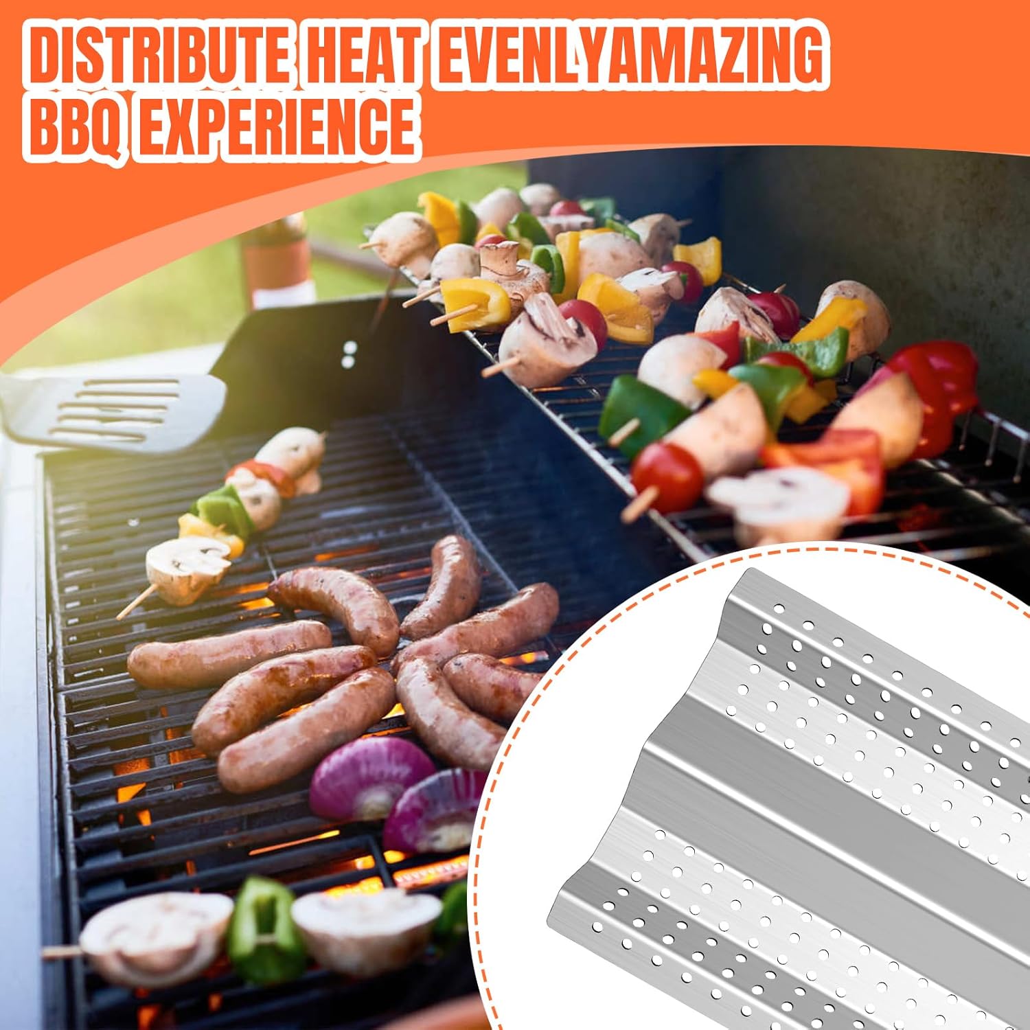 4 Pack 7mm Round Cooking Grates with 4 Pack Stainless Steel Flame Tamer Heat Plates Replacement Parts for Blaze BLZ-3 BLZ-4 BLZ-5,3, 4, 5 Burner Blaze Grill Models