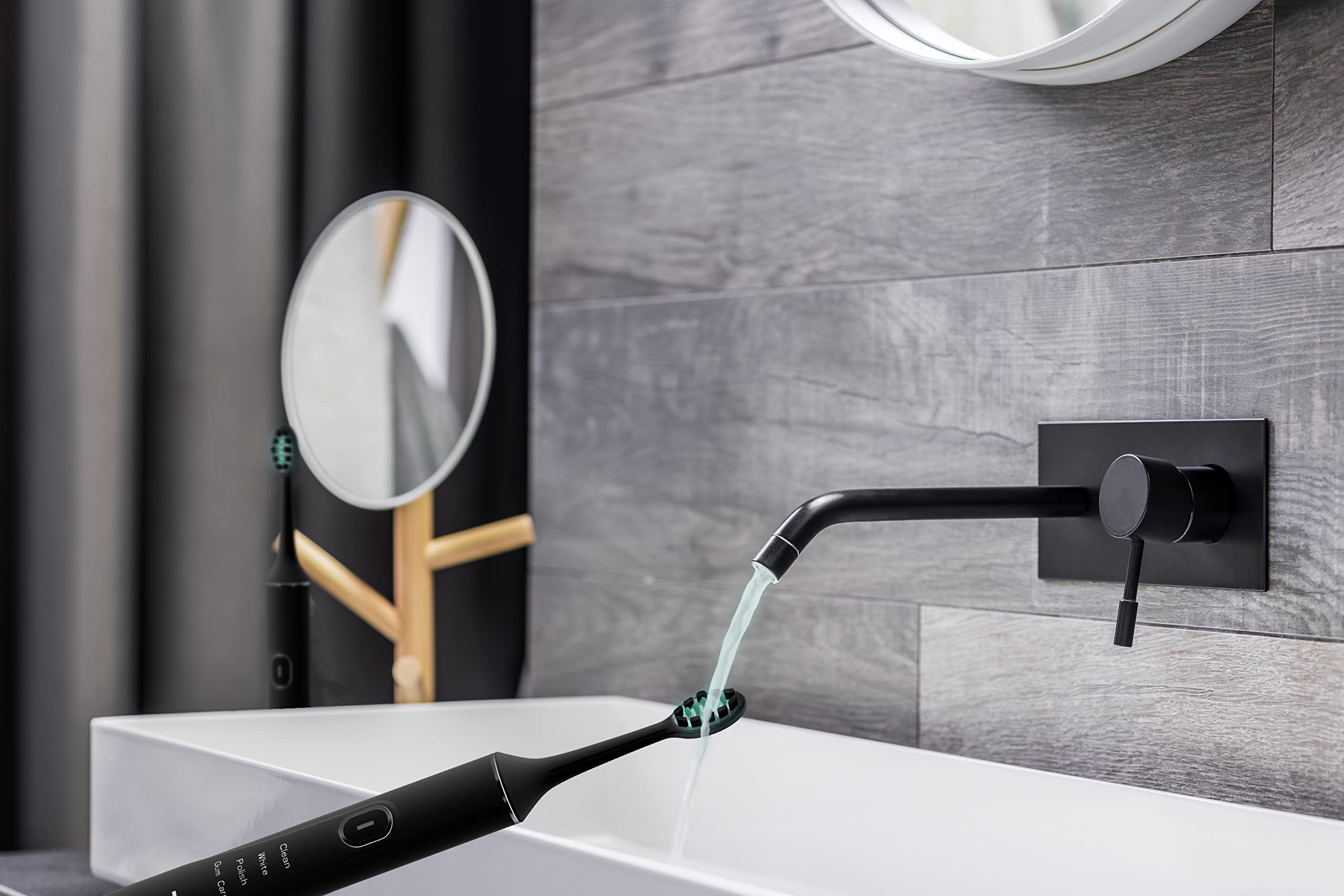 La Divergente Elektrische Schallzahnbürste – mit LED-Technologie – antibakteriell durch Studie – Akku 1 Monat – minimaler Soft-Touch-Griff – 3D Wavy Bürsten – leise < 50 dB