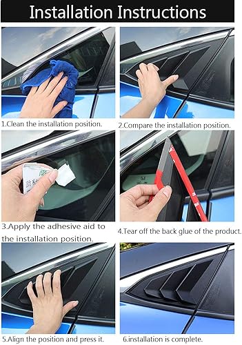 Miniatura 6 de Persianas de fibra de carbono ABS con impresión de fibra de carbono para ventana lateral trasera, persianas para Honda Civic Hatchback tipo R 2016