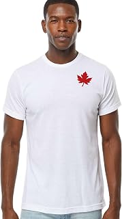 Mens Canada Day T-Shirt, Custom Handmade Maple Leaf Tshirt for Men, Minimalist Canada Shirt L1, White (L)