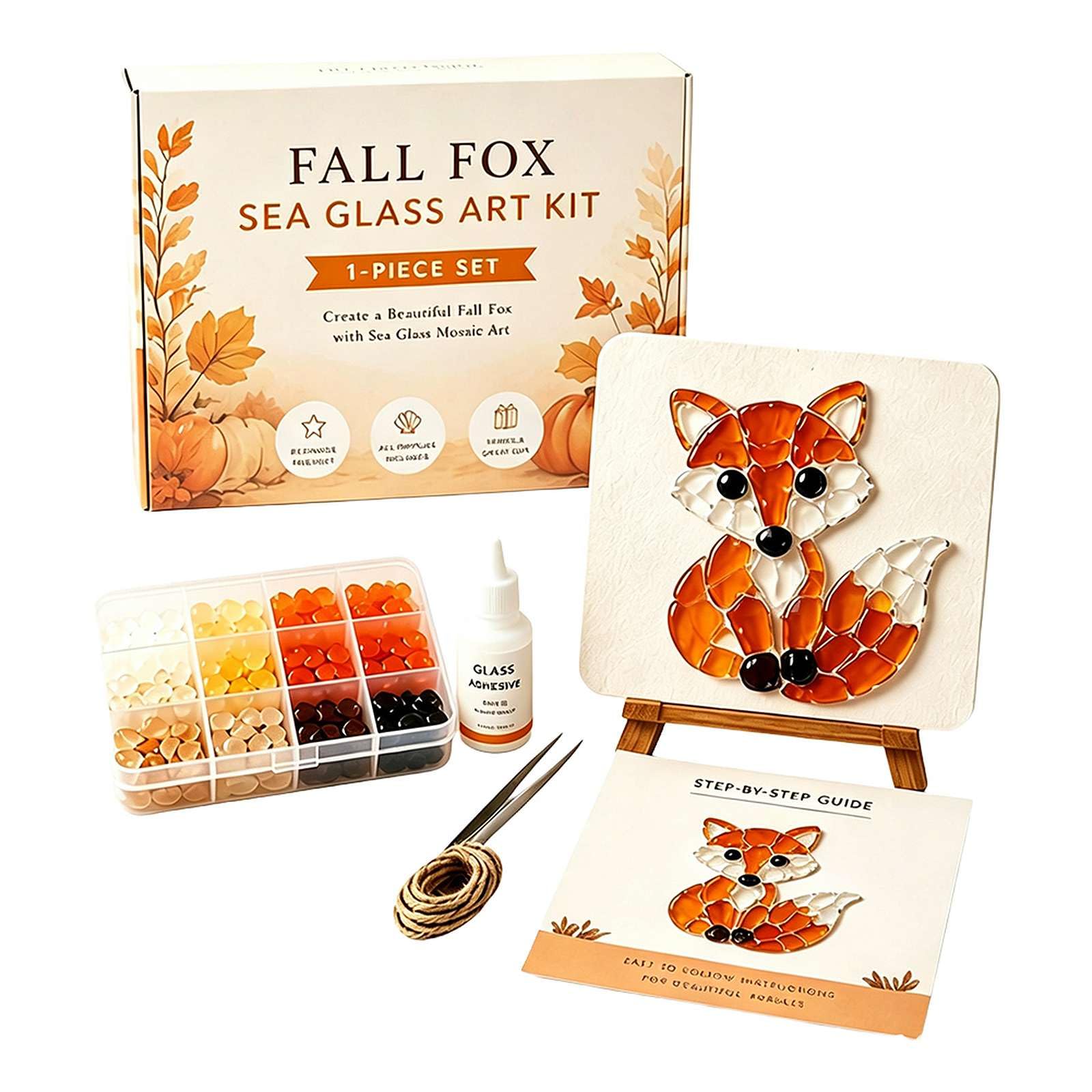 Halloween Sea Glass Art Kit DIY Mosaic Craft Set with Colorful Glass Pieces