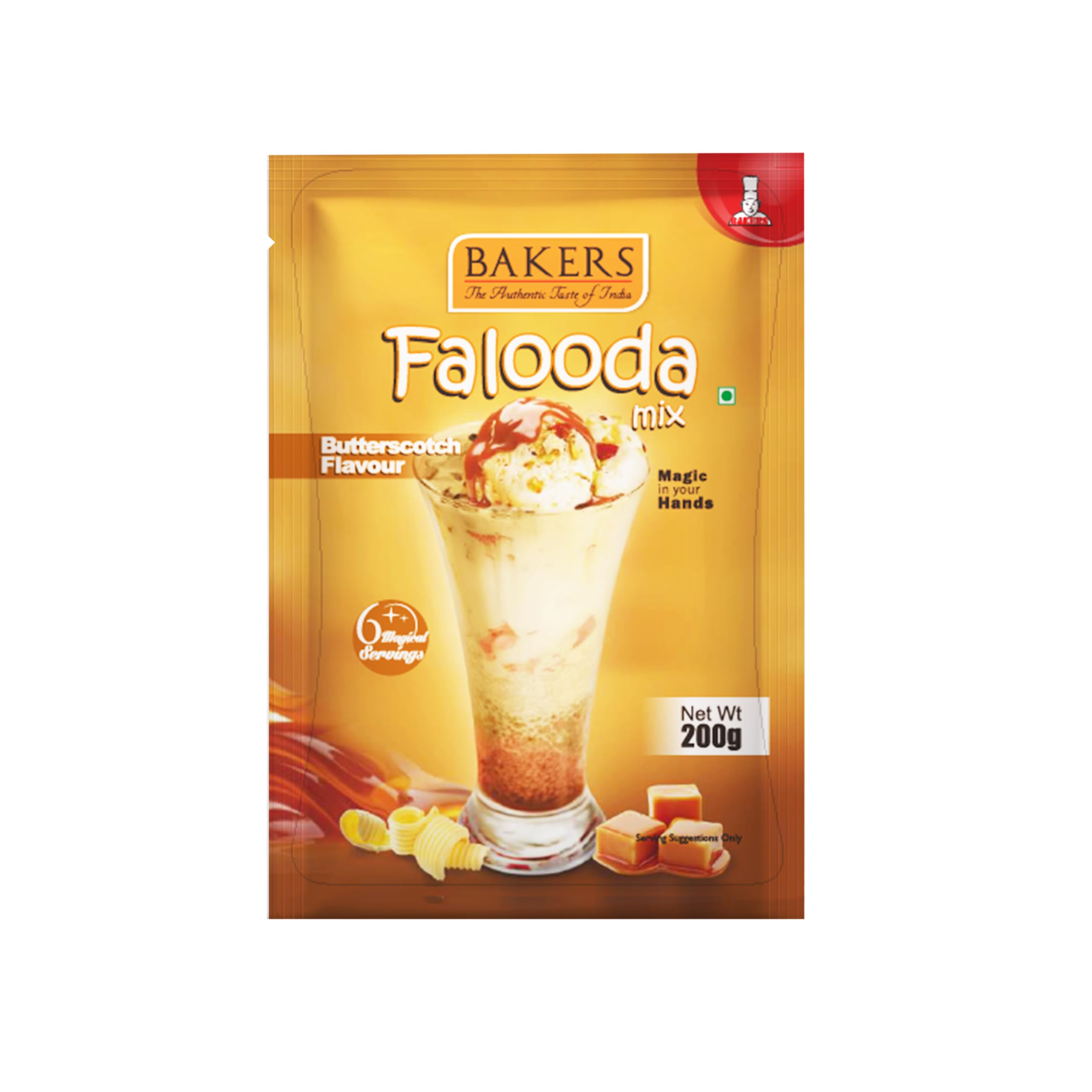 BAKERS Butter Scotch Flavored Falooda Powder|100% Veg|Satisfying Taste|No Sugar Needed|Instant Falooda Premix Pack Of 3 (200 Gm X 3)