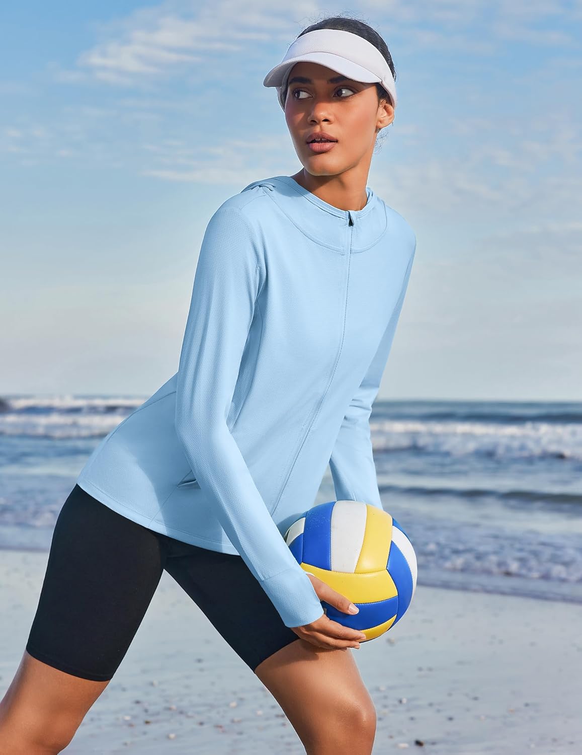 PINSPARK Women's UPF 50+ Sun Protection Hoodie Jacket Lightweight Full Zip Athletic Jacket Long Sleeve Shirt with Pockets - Image 3