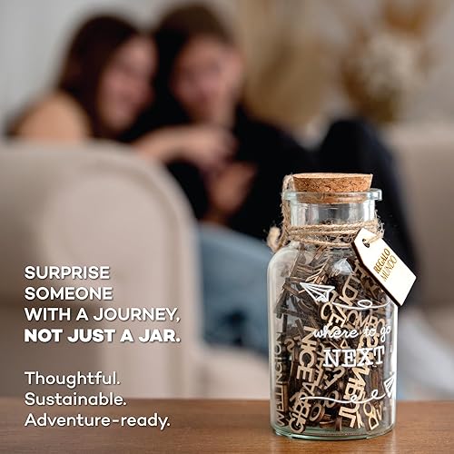 Miniatura 7 de Where to Go Next – Tarro de destino de viaje | Regalo de viaje ecológico para viajeros, parejas y aventureros | 100 lugares tallados de madera para