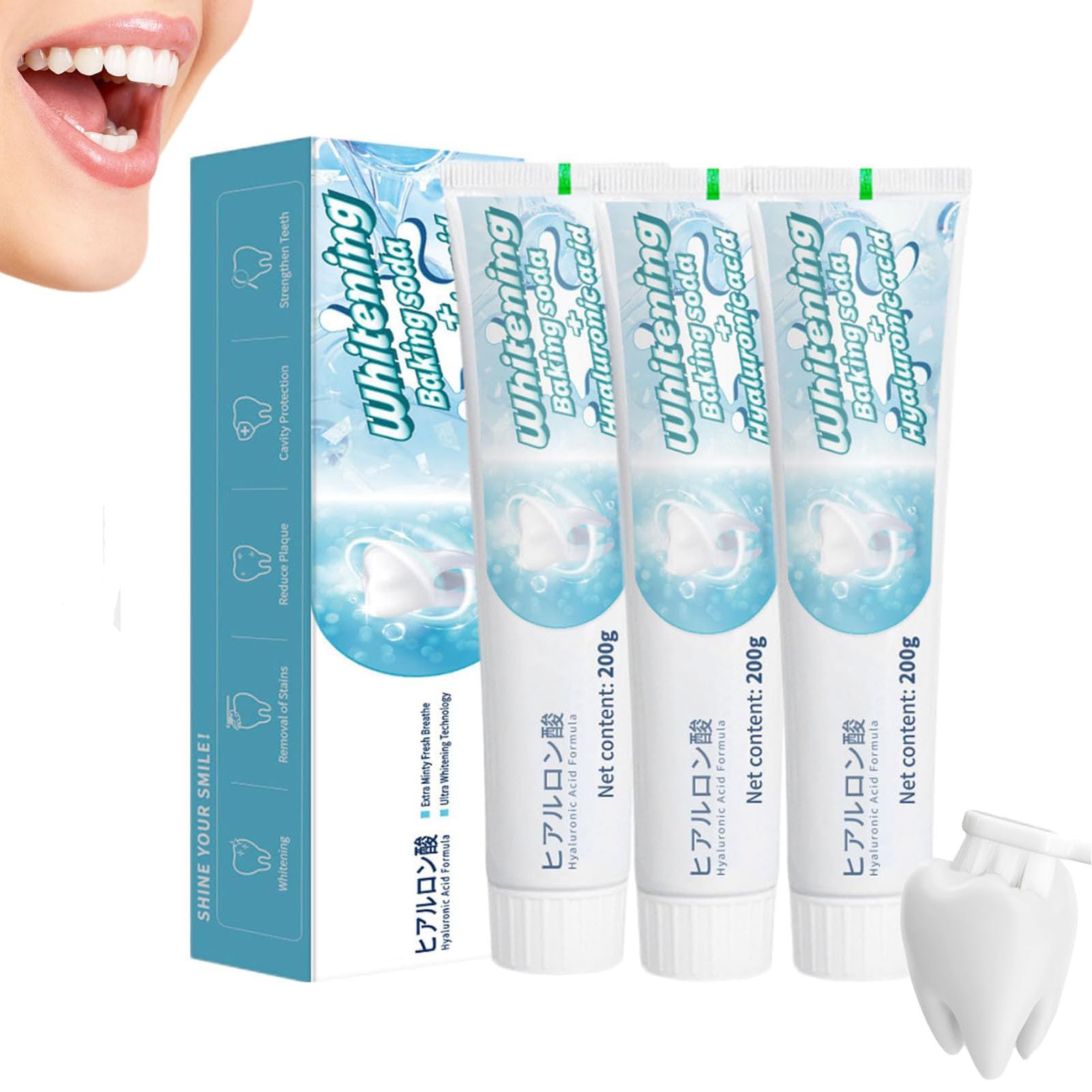 Per set di dentifricio sbiancante scoban, sbiancamento dei denti scoban con bicarbonato di sodio, potente formula scobana per un sorriso più luminoso, rimuove le macchie, respiro fresco (3pcs)