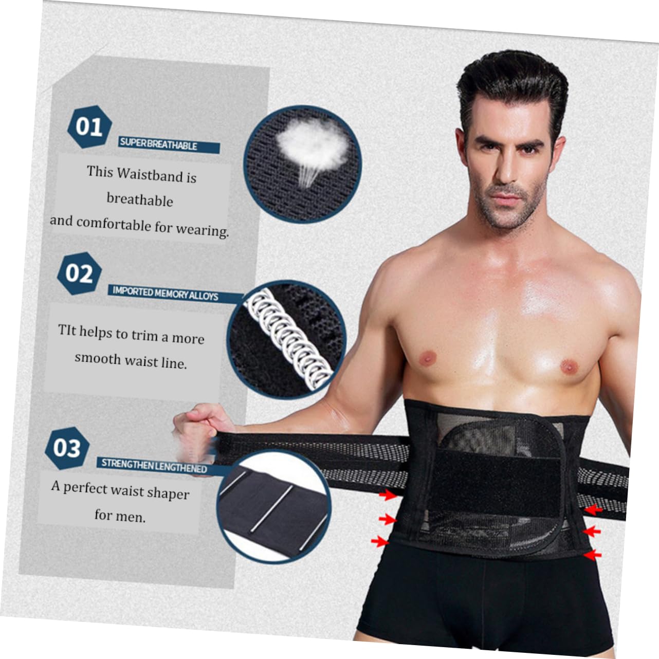 OSOLADY Men Slimming Waist Trimmer Belt Lightweight Workout Waistband for Abdominal Support and Calorie Burning Black