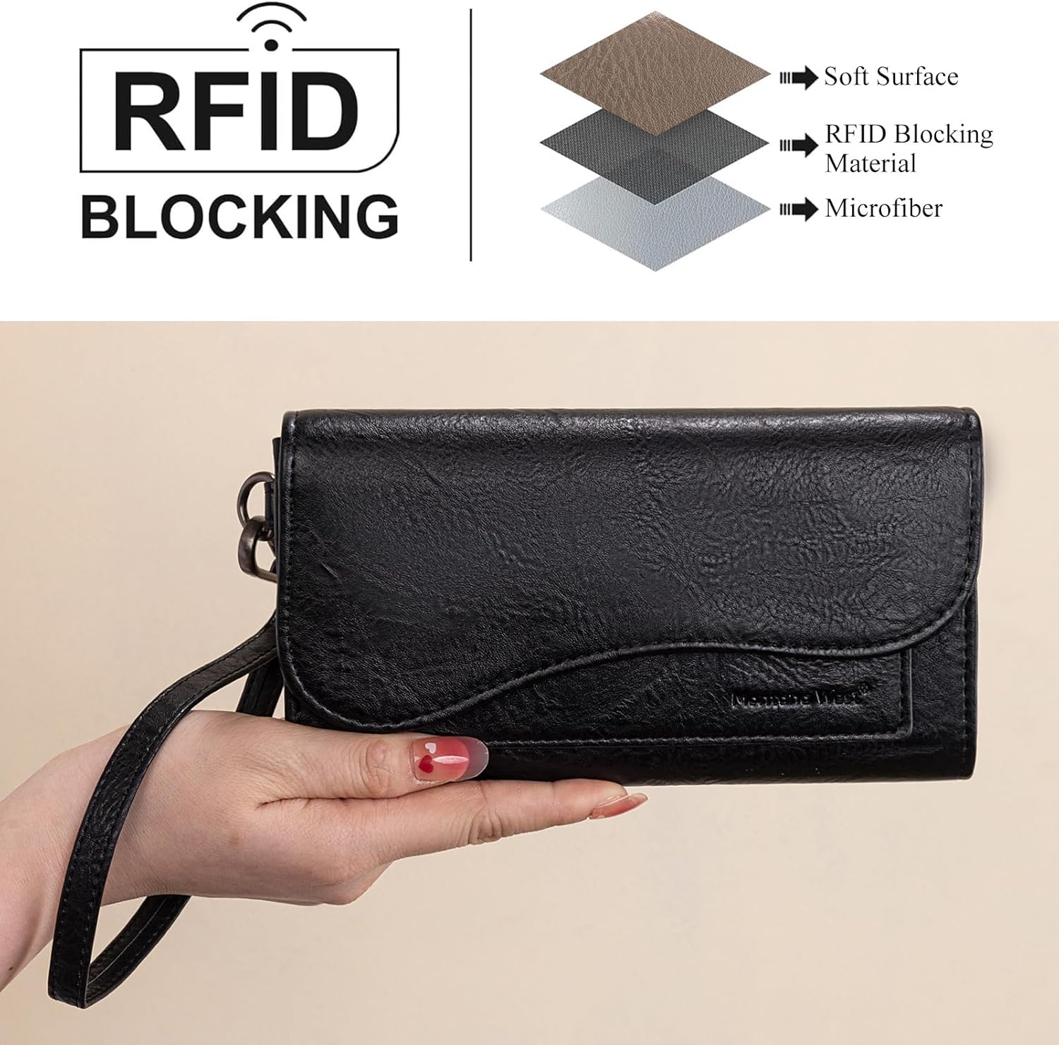 Montana West Wallets for Women Large Phone Wristlet Wallets Trifold Money Organizers with Coin Purse and Wrist Strap - Image 5