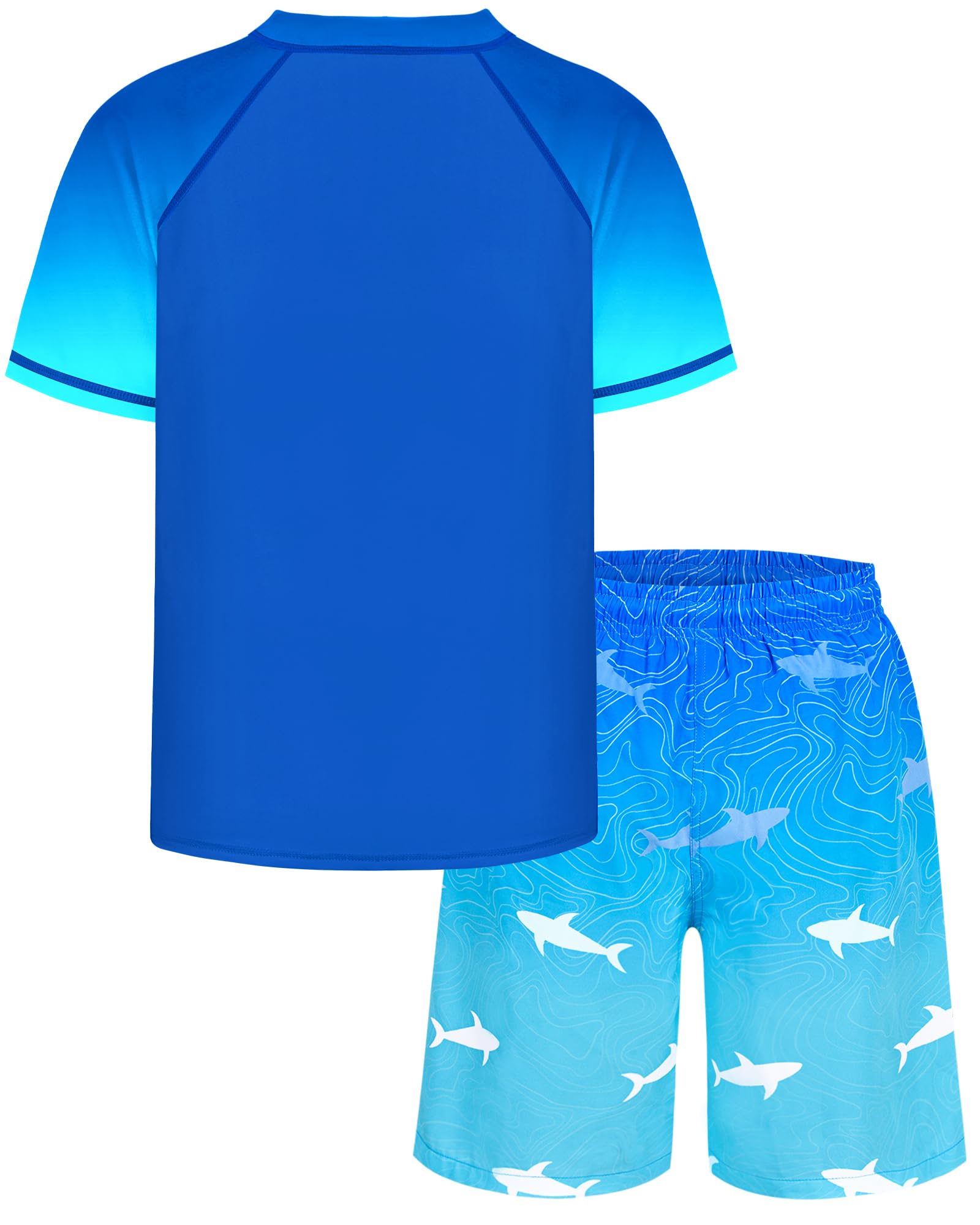 Conjunto de traje de baño de dos piezas para niños con camiseta de protección y traje de baño de manga corta para niños