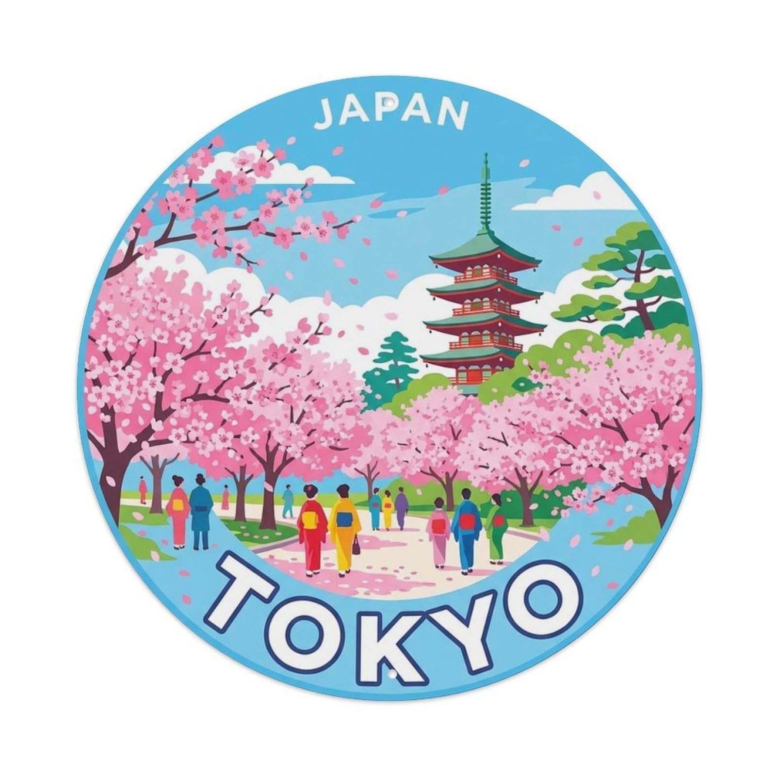 Tokyo Japan Festival Travel Urban Retro Landmark Metal Tin Sign