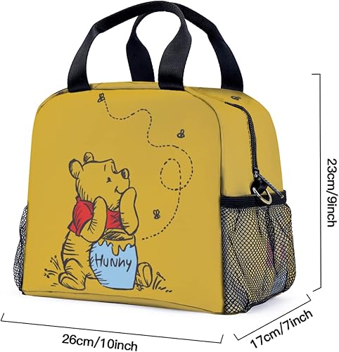 Miniatura 2 de Bonita bolsa de almuerzo con diseño de oso de dibujos animados, a prueba de fugas, reutilizable, con correa ajustable para el hombro