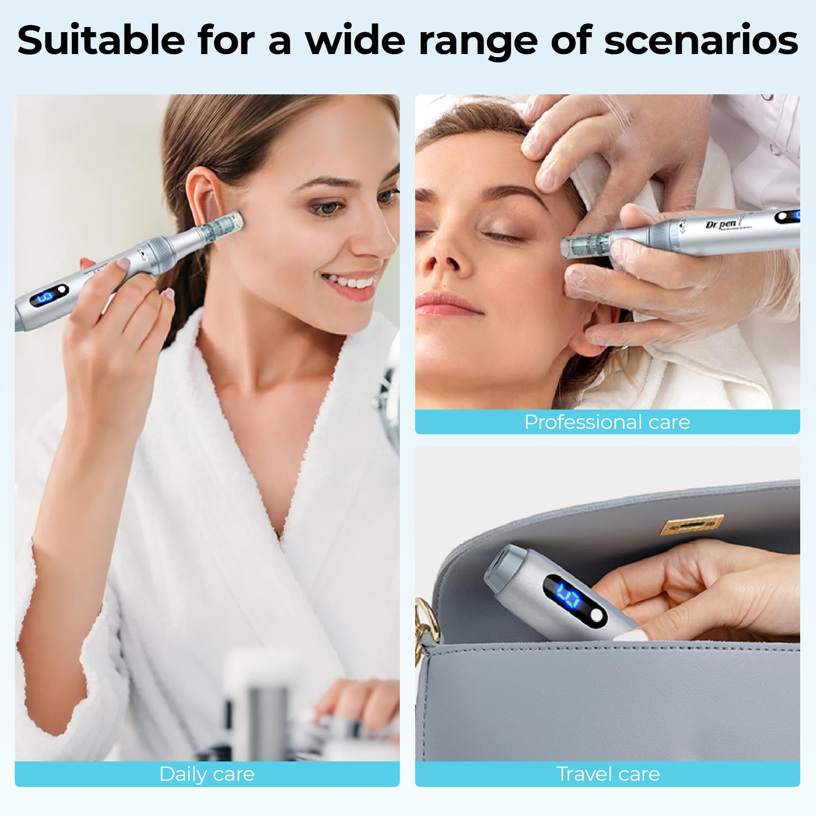 Dr. pen M7S Microneedling Pen Set Microneedling für Profis & Zuhause | Original Dr. Pen mit QR Code • 6 Geschwindigkeiten • Einstellbare Nadelänge • LED‑Display • Austauschset • 10 Patronen