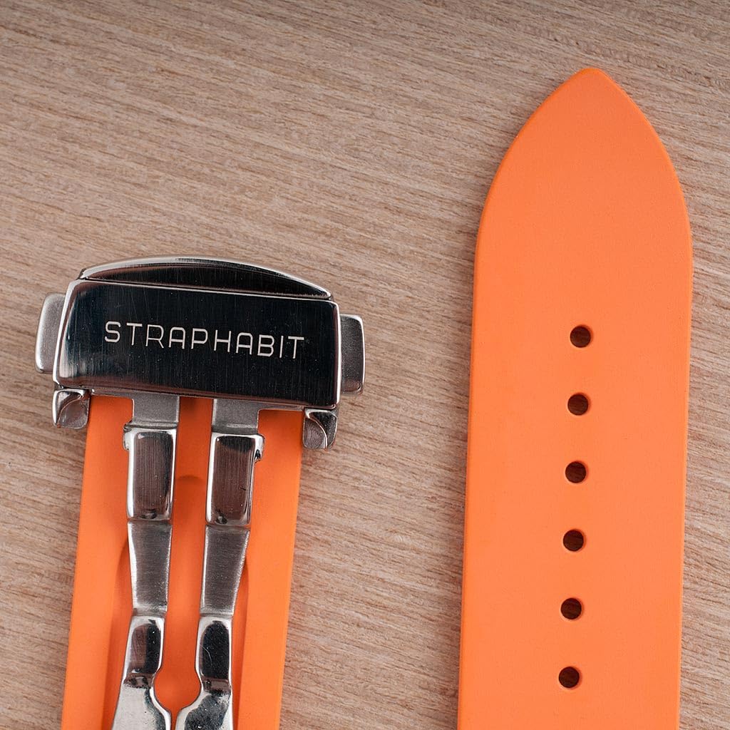 StrapHabit Quick Release Deployant Rubber Watch Strap For Large and Small Wrists - Women and Men - Band FKM Deployment 19mm, 20mm, 21mm, 22mm - Image 3