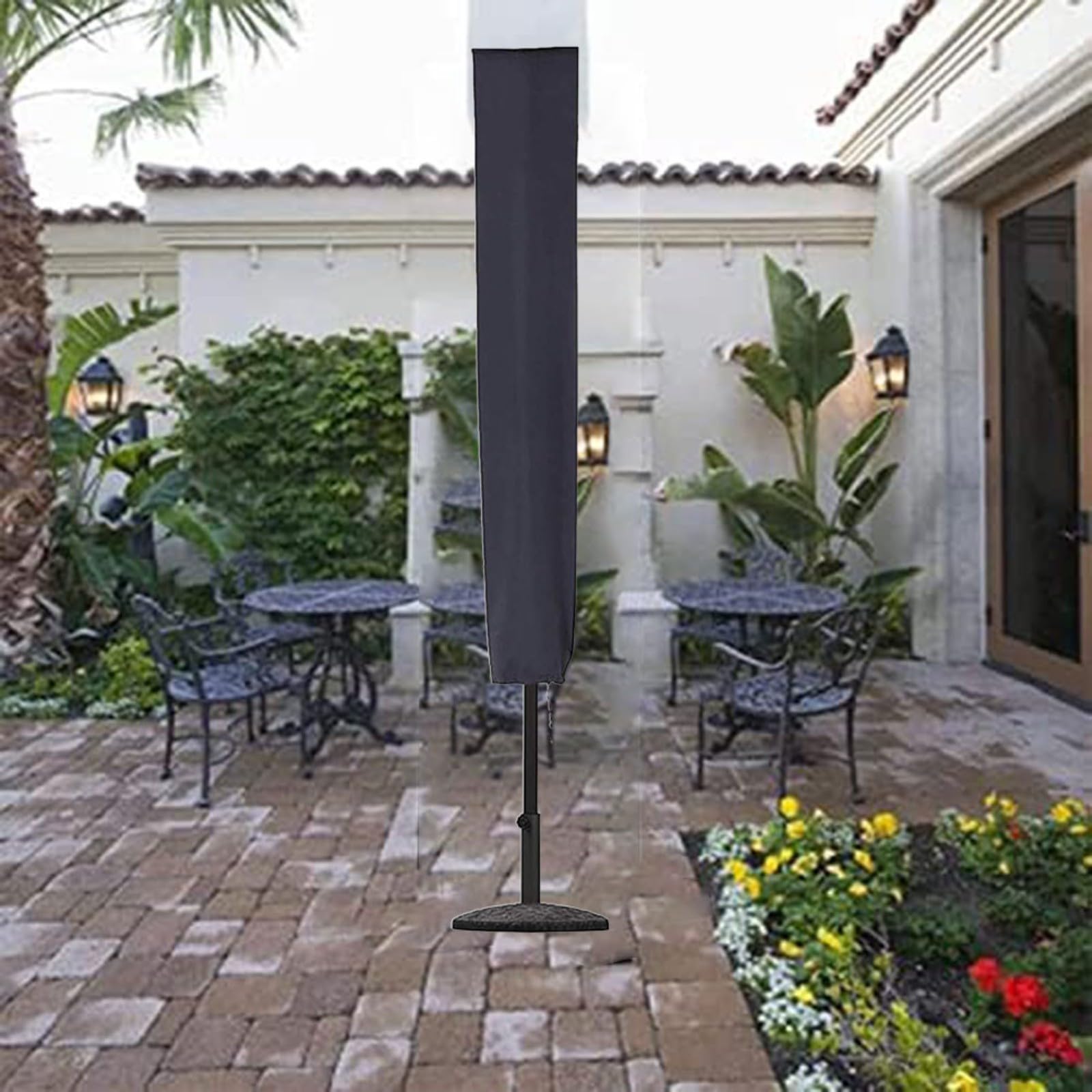 Housse de parasol Oxford 600D résistant au vent 153 x 30 cm noir