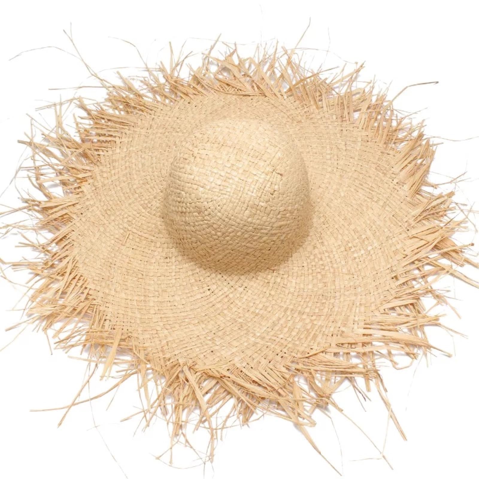 Straw Hat Handmade Women's Sun Hat, szeroki Brim, wysokiej jakości Beach Hat-khaki