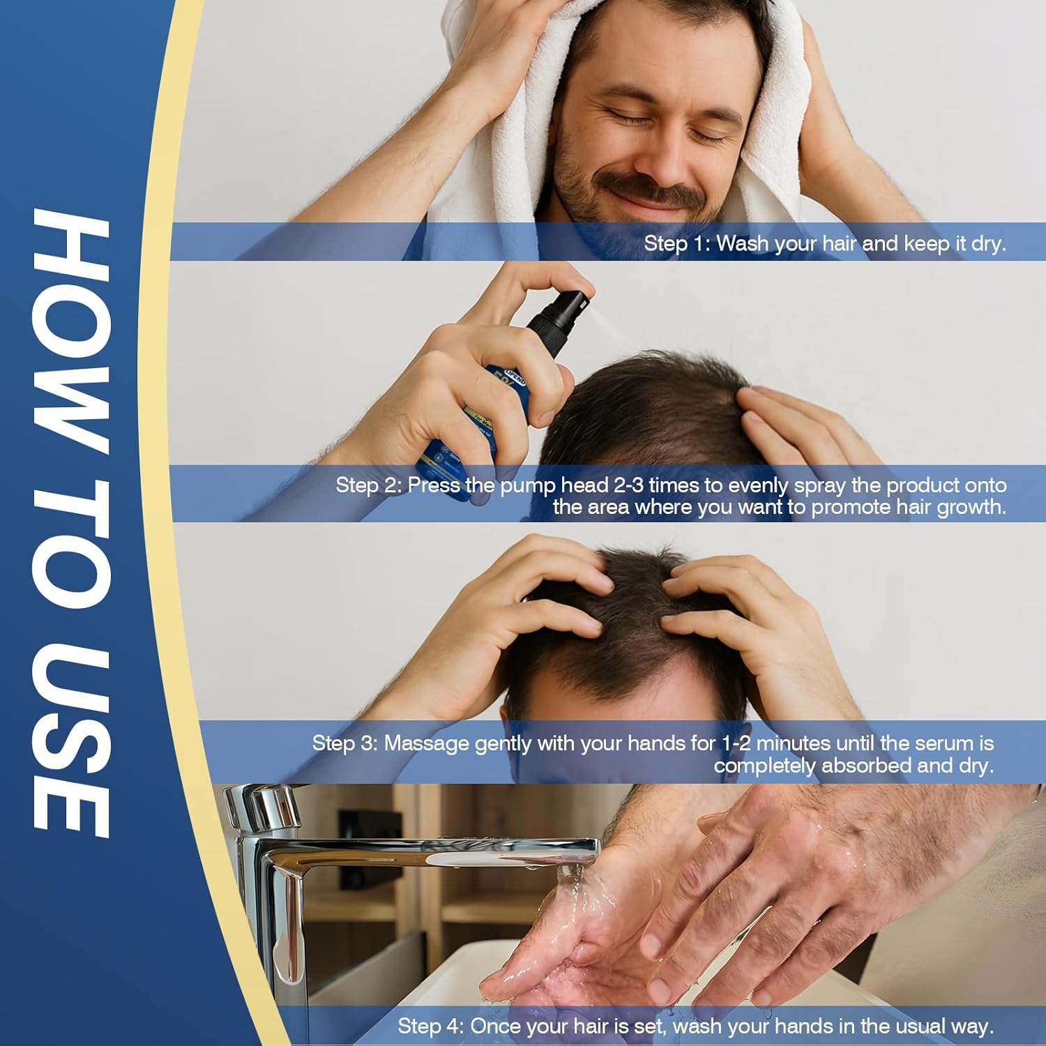 5% Minoxidil for Men Hair Growth Spray Serum Topical Minoxidil Beard Hair Regrowth Thicker Prevent Hair Loss for Thicker Longer Fuller Healthier Hair 3 Bottles of 2oz - Image 6