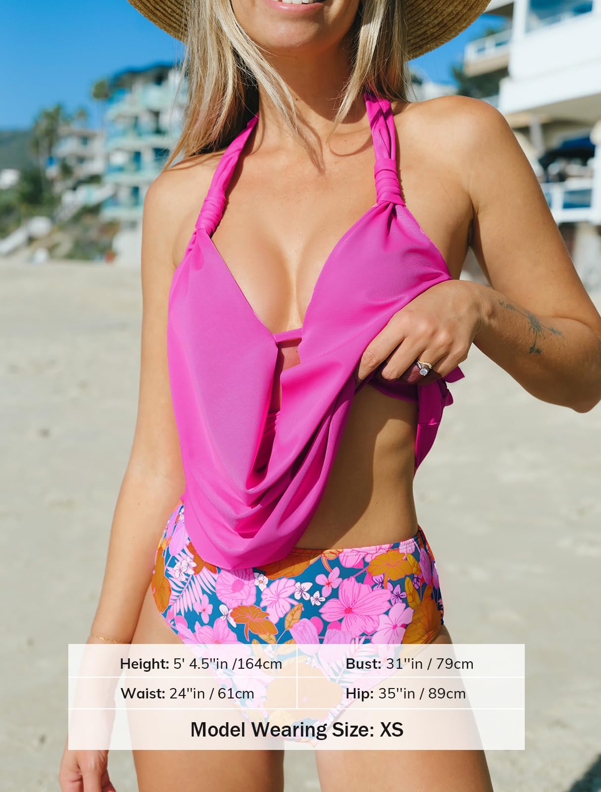 CUPSHE Maillot de bain tankini dos nu pour femme Col bénitier Dos nu