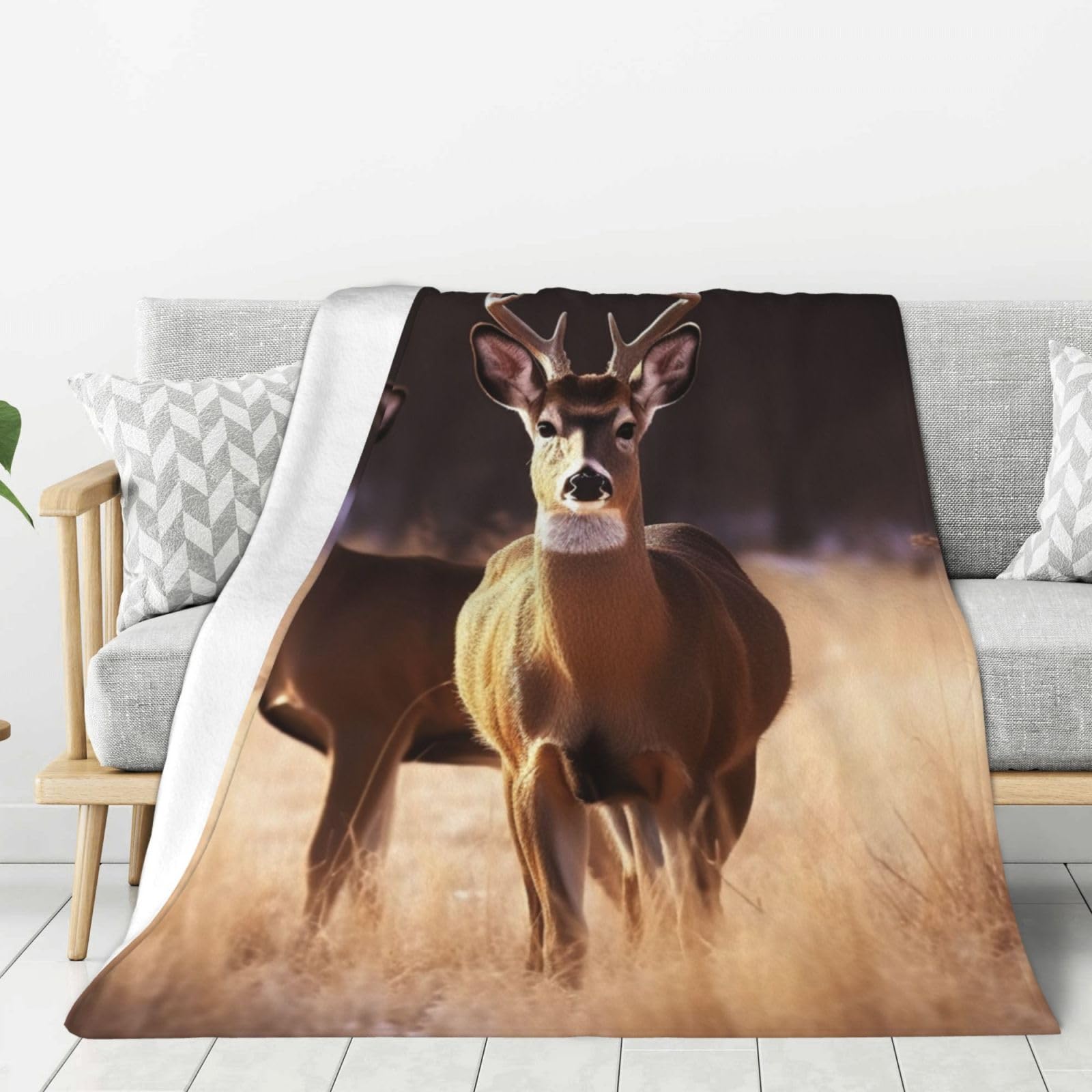 Couverture polaire douce de cerf pour soirées cocooning canapé
